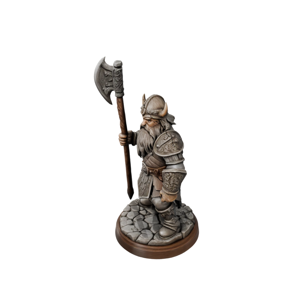 Woodgrain Dwarf Warrior With Battleaxe