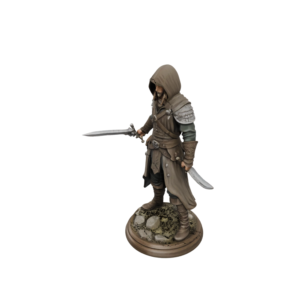 Woodgrain Hooded Rogue With Daggers