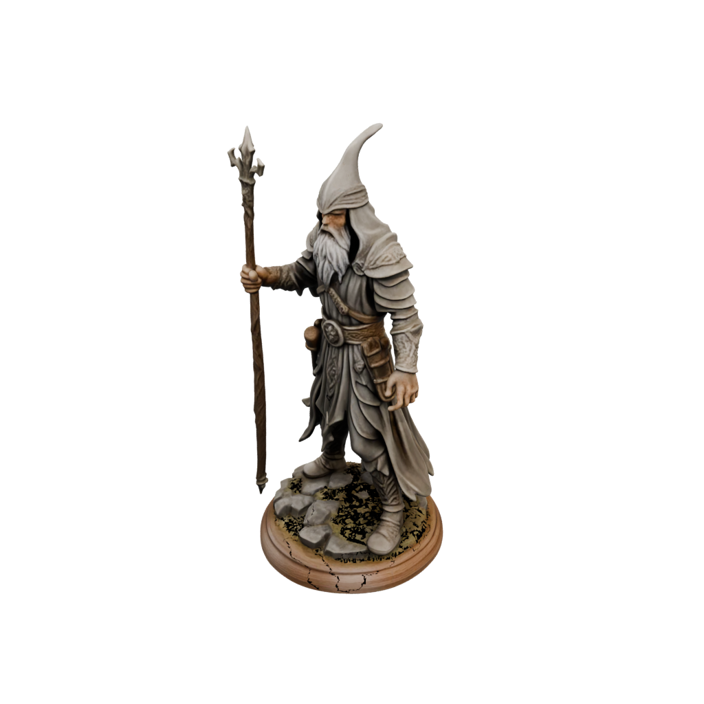 Woodgrain Battle Wizard With Staff