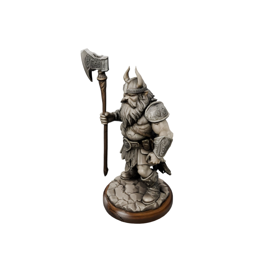 Woodgrain Dwarf Warrior With Battleaxe