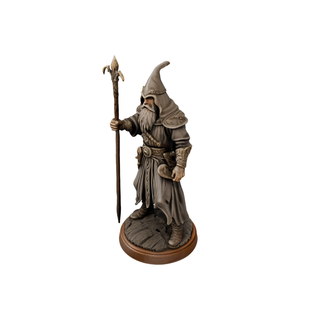 Woodgrain Battle Wizard With Staff