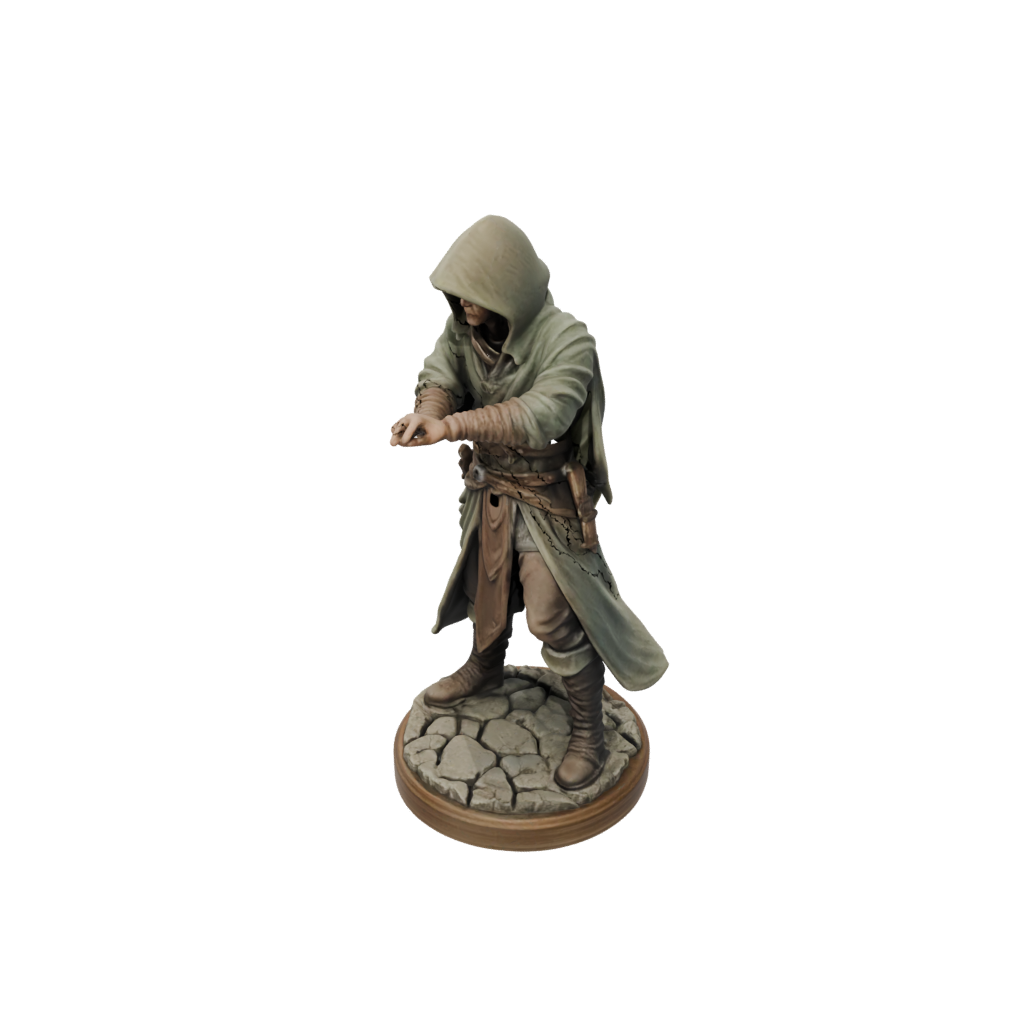 Woodgrain Hooded Rogue With Daggers