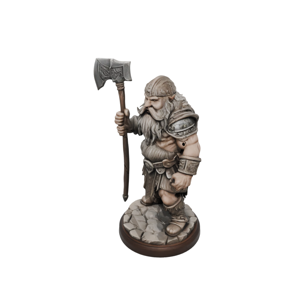 Woodgrain Dwarf Warrior With Battleaxe