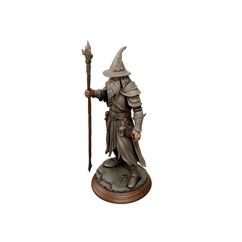 Woodgrain Battle Wizard With Staff