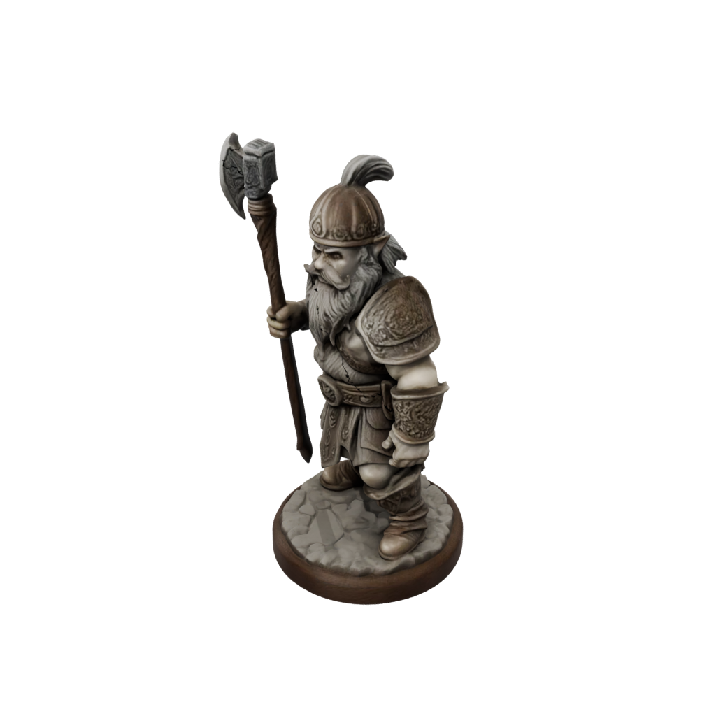 Woodgrain Dwarf Warrior With Battleaxe