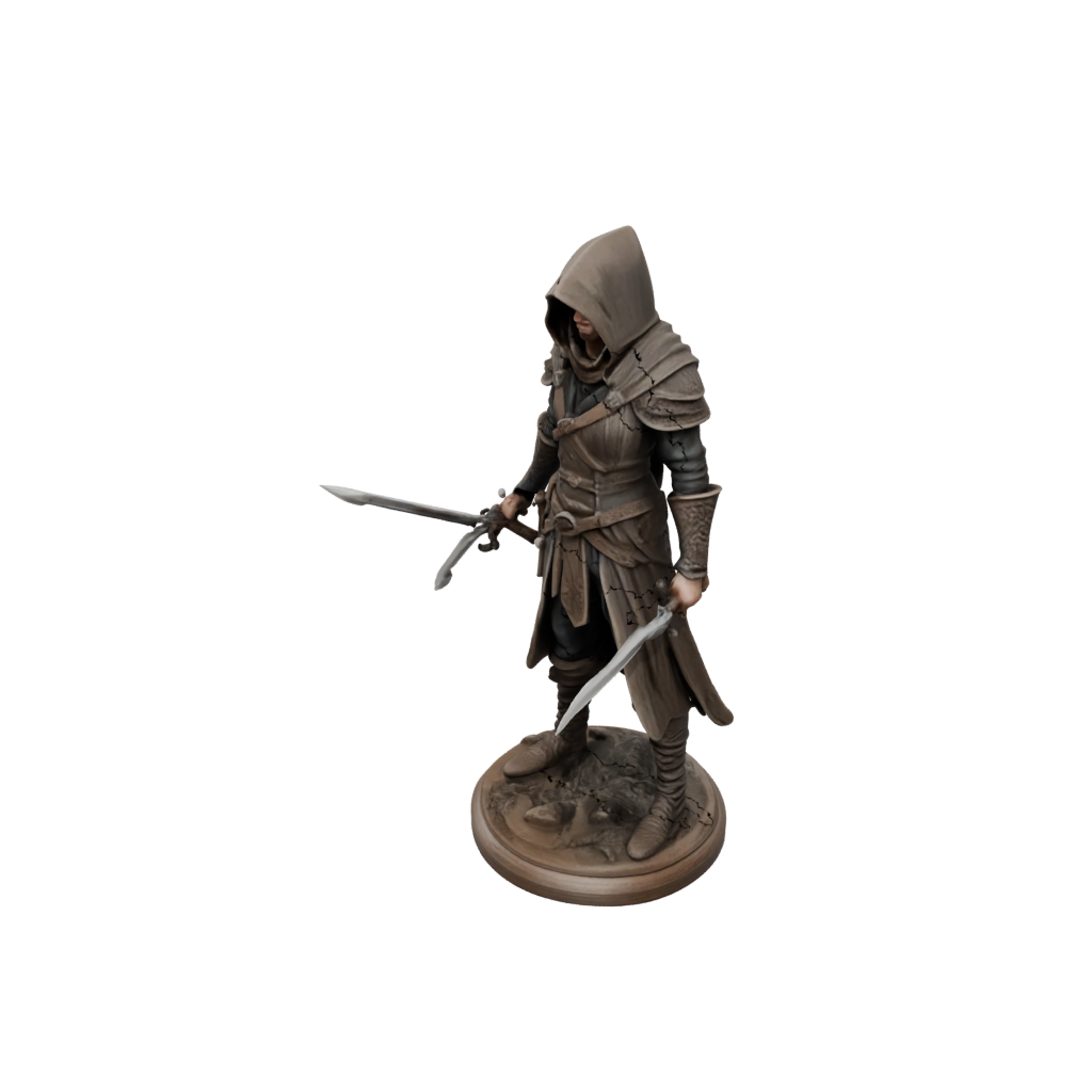 Woodgrain Hooded Rogue With Daggers